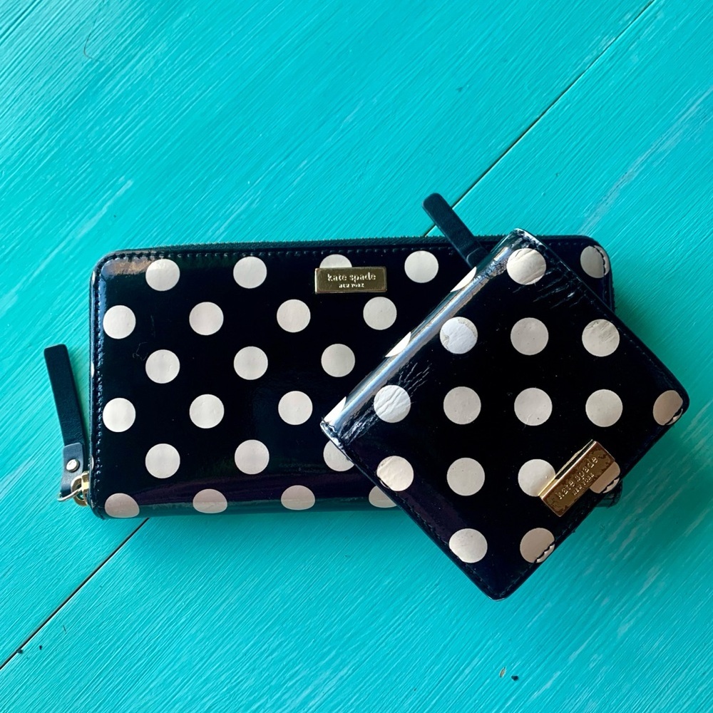 Kate Spade Polka Dot Patent‎ Leather Wallets!!  Two for one price ♥️♥️